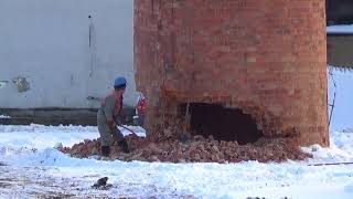 Nerves of steel  demolition of the chimney with a Pneumatic Hammer [upl. by Adnawaj]