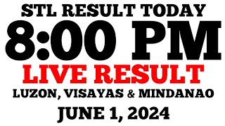 STL Result Today 8PM Draw June 1 2024 STL Luzon Visayas and Mindanao LIVE Result [upl. by Htiel]