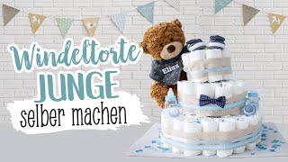 Windeltorte Junge basteln 👶🏻 personalisierte Geschenkidee zur Geburt oder Taufe selber machen👶🏽 🍼 [upl. by Petite287]