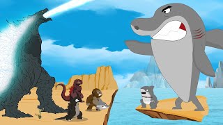 GODZILLA amp KONG vs Family SHARK Monsters Ranked From Weakest To Strongest  FUNNY CARTOONS [upl. by Eedissac]