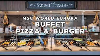 MSC World Europa  Buffet amp Complimentary Food  April 2024  4K [upl. by Odinevneib942]