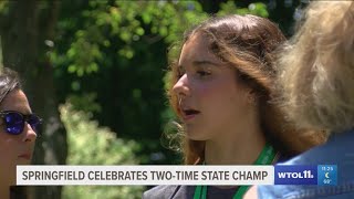 Springfield celebrates twotime State Champion with fire truck ride amp parade [upl. by Nevil]