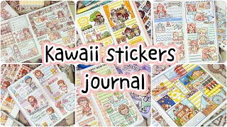 How to make kawaii journal l Kawaii stickers  ASMR journal  compilation [upl. by Dnalkrik]