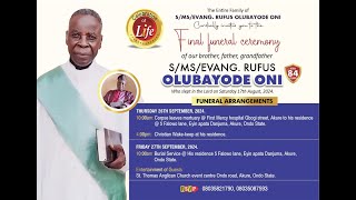 Snr Sp Most Snr Evang RUFUS OLUBAYODE ONI Burial Ceremony [upl. by Yalc]