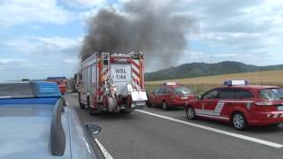 11072013  A 6 bei Sinsheim Lkw steht in Vollbrand  Verkehrschaos im Berufsverkehr [upl. by Letniuq]