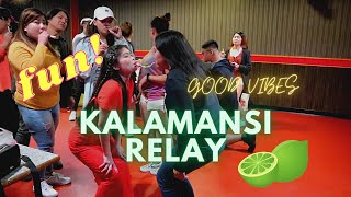 KALAMANSI RELAY FUN GAME  TeamBuilding  BuhayOFW  mjwanders [upl. by Ennagroeg]