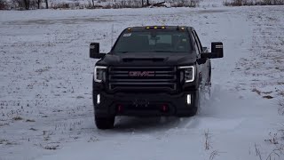 2020 GMC SIERRA AT4 DURAMAX 2500 HD OFF ROAD Farmers field Snow covered [upl. by Camilla868]