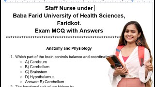 Staff Nurse Job Paper 2024 Practice Paper MCQ With Answer Baba Farid University of Health Sciences [upl. by Eevets]