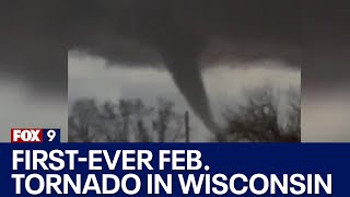 Firstever February tornado in Wisconsin NWS confirms EF2 [upl. by Adlitam]