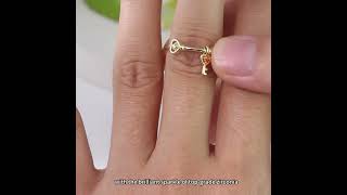 925 Sterling Silver Adjustable Rings with Cubic Zirconia Heart Key Charms STERP06522P rings [upl. by Ignacia]