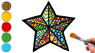 Star Zen Drawing Painting Coloring for Kids amp Toddlers  Lets Draw Paint Together [upl. by Rein]