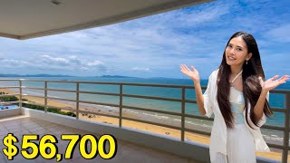 56700 199M THB Pattaya Beach front Condo with “Spacious Ocean View” in Thailand [upl. by Atreb]