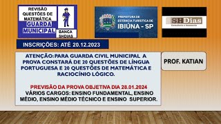 SHDIAS  Revisão para o concurso da Prefeitura Municipal de IbiúnaSP  Inscrições até dia 201223 [upl. by Ahsyad759]