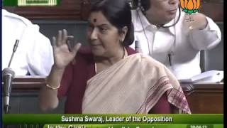 Opposition Leader Sushma Swaraj Speech On Various Issue In Lok Sabha [upl. by Burdelle]