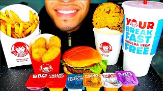 ASMR  Wendy’s Chicken Nuggets Cheeseburger Fries  Vanilla Frosty Cookie  Mukbang Eating Show [upl. by Lladnek]