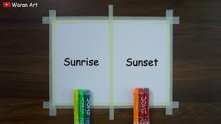 How to Draw Easy Sunset and Sunrise Scenery  Two Different Easy Scenery Drawing for Beginners [upl. by Richella]