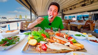 Turkish Seafood 🇹🇷 SEABASS  Shrimp Tray in Izmir Turkey  İzmir Deniz Restaurant [upl. by Adnilem506]