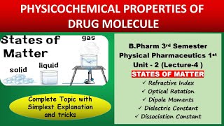 Physicochemical Properties of Drug Molecule  States of Matter Lecture 4 Physical Pharmaceutics [upl. by Kaazi693]