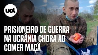 Guerra na Ucrânia Soldado ucraniano chora ao comer maçã pela 1ª vez após ser solto veja [upl. by Alarick]