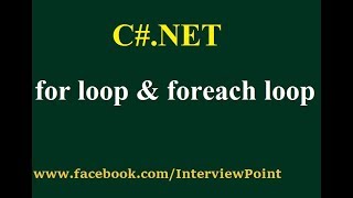 foreach loop in C for loop in CNet  differences between for amp foreach in CNet [upl. by Amalbergas]