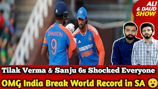 OMG Tilak Verma 120 amp Sanju 109 Trashed SA  India 2831 Break World Record  IND v SA 4th T20 [upl. by Annaerb]