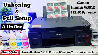 canon pixma G3012₹12619OnlyAll in one Printer unboxing amp Full Setup video [upl. by Oicelem]