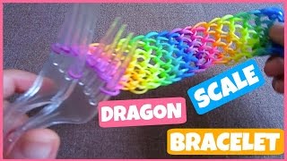 Dragon Scale Rainbow Loom Bracelet without a Loom on 2 Forks [upl. by Nyrat]