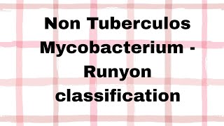 Non Tuberculous Mycobacterium  Runyon Classification [upl. by Rivi]