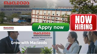 Macleods Pharmaceutical Job Macleods Pharma Ltd is inviting Applications for Dahej API Plant [upl. by Lupee873]