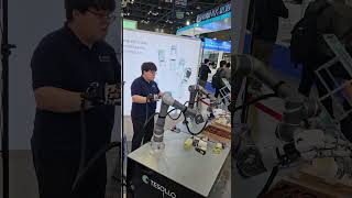 Tesollo showcasing remote presence device with robot picking hands ROBOTWORLD2024 Korea [upl. by Felske177]