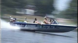 Roger Test Driving Hydrodyne Boat with new Twin Johnson 150s July 16 1991 Lake Wazeecha Wisconsin [upl. by Namialus]