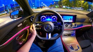 New Mercedes ECLASS 2021 Facelift  evening POV test drive impressive ambient lights AMG Line [upl. by Czarra]