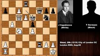 Jose Raul Capablanca vs Theodore Germann  London 1919 [upl. by Neiluj]