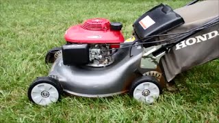 Honda HRR216 Harmony II Lawn Mower with the Quadra Cut System – Final Look amp Start  August 9 2014 [upl. by Olegnalehcim]