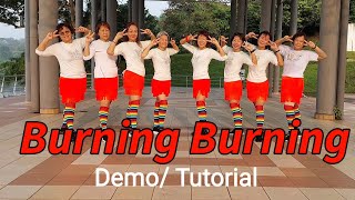 Burning Burning Line Dance DEMO TUTORIAL Choreo MY Jaszmine Tan amp Molly Yeoh  Oct  2023 [upl. by Lasser]