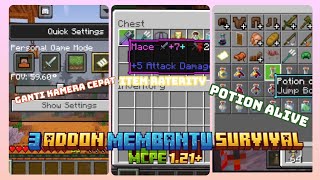 TOP 3 ADDON MEMPERMUDAH SURVIVAL MCPE 121 [upl. by Eilrac]