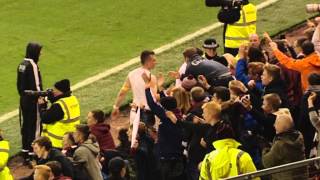 Hearts players repeat famous Pittodrie celebration with ecstatic fans [upl. by Brinson]