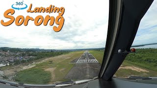 Landing Sorong  Bandar Udara Domine Eduard Osok  Cockpit View  360˚ View [upl. by Ransell292]