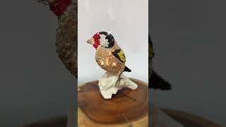 Fully crystallised miniature goldfinch bird figurine hand embellished Approx life size birdart [upl. by Oiragelo206]