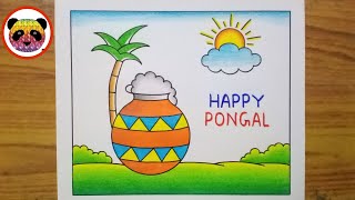 Pongal Drawing Easy  Pongal Festival Drawing  Pongal Pot Drawing  How to Draw Pongal [upl. by Travers669]