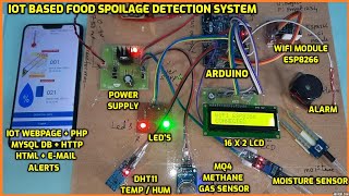 IoT Based Food Spoilage Detection System using ESP8266 amp Arduino  DHT11  MQ4  Moisture Sensor [upl. by Eurydice684]