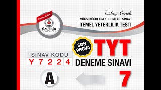 Özdebir Türkiye Geneli TYT7 Matematik Çözümleri Y7224 [upl. by Doomham131]