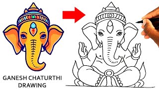 Ganesh Chaturthi drawing  Lord ganesha drawing  Easy ganesha drawing  ganesh ji ki drawing easy [upl. by Adnilasor848]