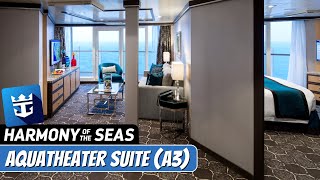 Harmony of the Seas  Spacious AquaTheater Suite  1 Bedroom A3 Tour amp Review 4K  Royal Caribbean [upl. by Drake751]