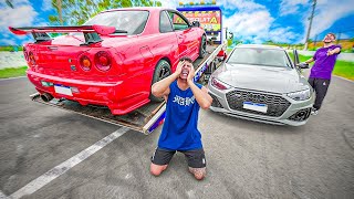 QUEBREI MEU SKYLINE R34 FAZENDO RACHA COM A RS4 😭 [upl. by Malin]