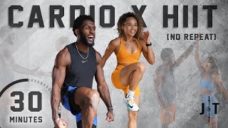 30 Minute Full Body Cardio HIIT Workout NO REPEAT [upl. by Neersin]