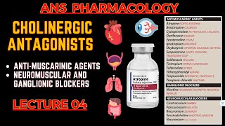 Cholinergic Antagonists  Parasympatholytics  Antimuscarinic Agents Neuromuscular blockers  L4 [upl. by Aicre9]