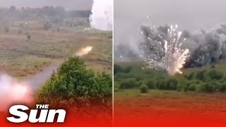 Russian forces launch brutal attack on Ukraine targets with flamethrower system [upl. by Enial]