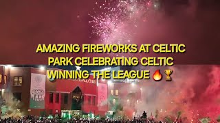 Amazing Fireworks At Celtic Park Celebrating Winning The League  Champions Again [upl. by Giverin384]