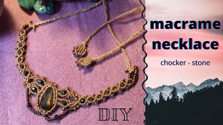 Macrame necklace with stone tutorial  FULL │DIY [upl. by Leay]